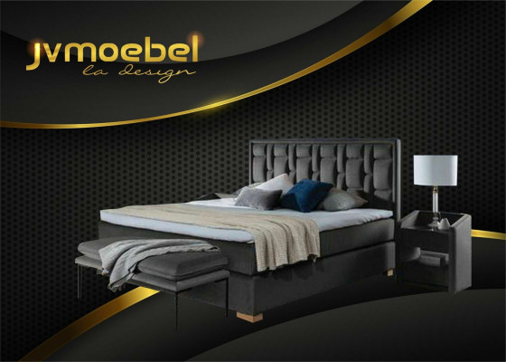 Conjunto de dormitorio de cama doble Chesterfield de terciopelo con mesitas de noche 3 piezas.