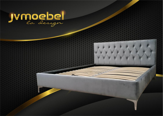 Chesterfield Textil Cama Acolchada Diseño 140x200 Cama Doble Estructura de Cama