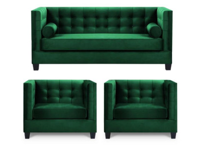 Sofá de terciopelo con cojines, juego completo de sofás para sala de estar en verde.