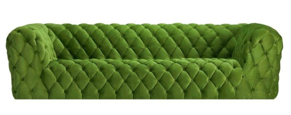 Gran sofá Chesterfield XXL rosa de 4 plazas, tapizado en tela, 250 cm nuevo.
