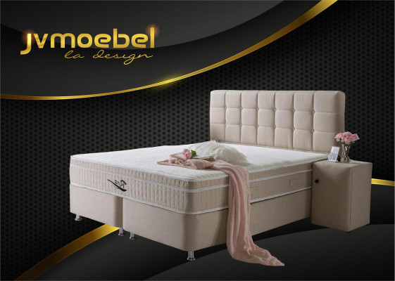 Cama doble Boxspring para el dormitorio con camas dobles de lujo de diseñador 160x200 nuevas.