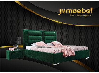 Cama de lujo con somier tapizado de diseño doble, camas verdes de hotel en muebles de dormitorio.
