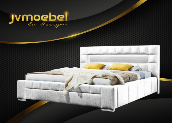 Cama Boxspring de lujo con tela de hotel azul diseño de muebles para dormitorio doble