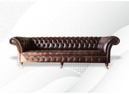 Sofás Chesterfield diseño acolchado XXL sofá de lujo de 4 plazas de cuero.