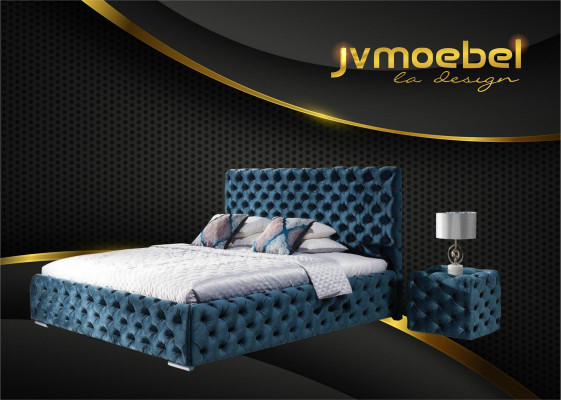 Cama Conjunto de dormitorio Diseño Muebles Moderno Lujo Camas Chesterfield Verde 140x200