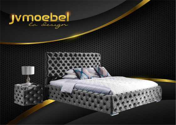 Cama Conjunto de dormitorio Diseño Muebles Moderno Lujo Camas Chesterfield Verde 140x200