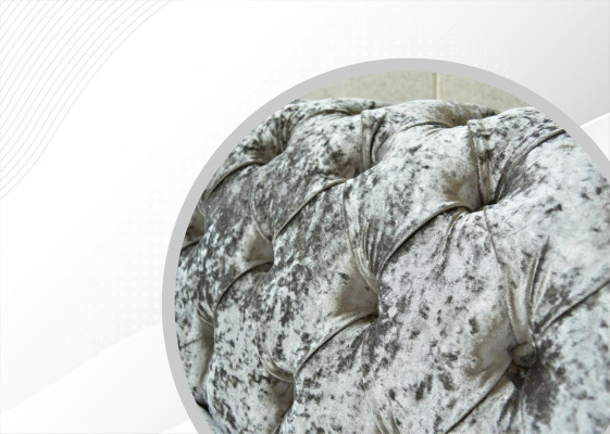 Chesterfield sofá tapizado Tela sofá sofá set de asientos terciopelo plata 4 asientos