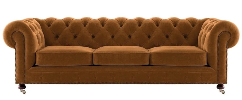 Lujo amarillo Chesterfield terciopelo tres plazas muebles tapizados Hotel sala de estar práctica