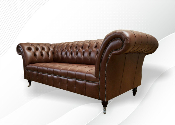 Sofá Chesterfield Tapizados Sofás Clásicos de Cuero de 3 Plazas Sofá Marrón