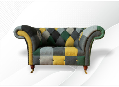 Sillón Chesterfield, sofá de televisión de 1,5 plazas, sofá de tela, tapizado de tela.