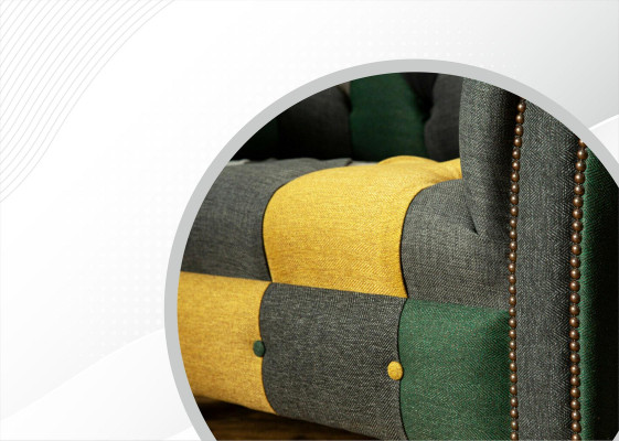 Sillón Chesterfield, sofá de televisión de 1,5 plazas, sofá de tela, tapizado de tela.