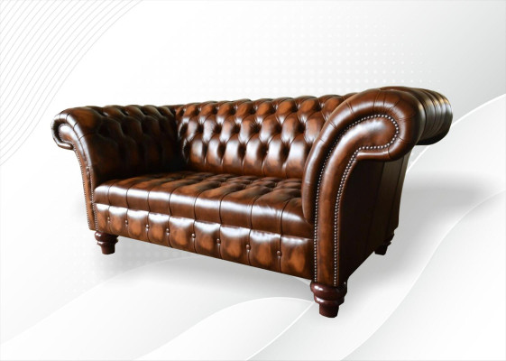 Diseño sofá Chesterfield de 2 plazas marrón sofá acolchado sofá salón nuevo