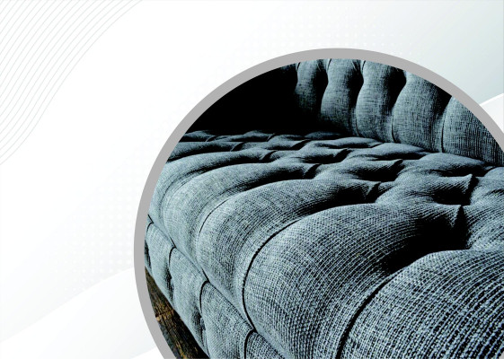 Tela Sofá Sofá Tapizado Conjunto de 3 plazas Sofás Chesterfield Gris Terciopelo