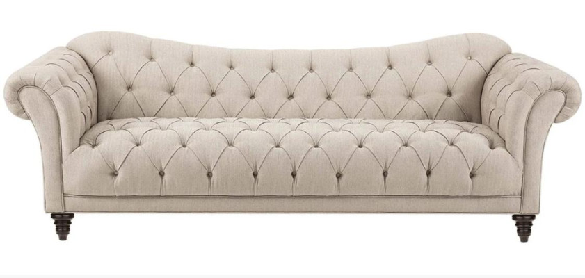 Sofá beige con botones, sofá Chesterfield acolchado, sofá de asientos, sofás de lujo nuevos.