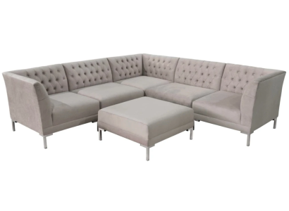 Sofá esquinero Chesterfield con reposapiés, conjunto de 2 piezas en tela, sofás de esquina nuevos.
