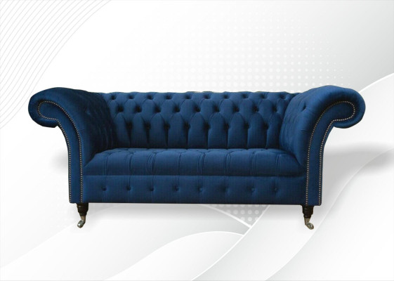 Diseño Chesterfield Sofagarnitur Sofá de 2 plazas Textil Azul Sofás Tapizados Azules