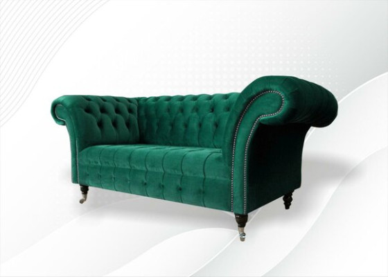 Chesterfield Verde Sofá de 2 plazas Tapizado Sofás Diseño Sofá Club Textil.