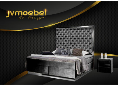 Cama Box Spring, cama de 2 plazas, 2 mesitas de noche, conjunto de dormitorio de 3 piezas. Muebles de lujo, camas nuevas.