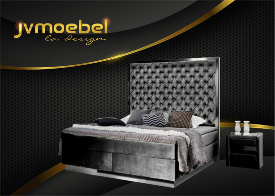 Cama completa Boxspring camas de diseño de lujo Muebles de dormitorio de acero inoxidable