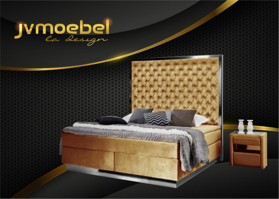 Cama completa Boxspring camas de diseño de lujo Muebles de dormitorio de acero inoxidable