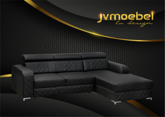 Sofá esquinero en forma de L de cuero, diseño de muebles modernos, sofá, tela de terciopelo y textil.