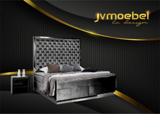 Cama tapizada modelo Boxspring de tela muebles camas cama textil dormitorio diseño Chesterfield.