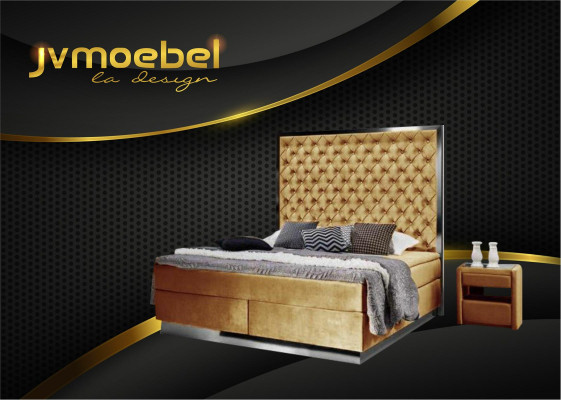 Cama tapizada modelo Boxspring de tela muebles camas cama textil dormitorio diseño Chesterfield.