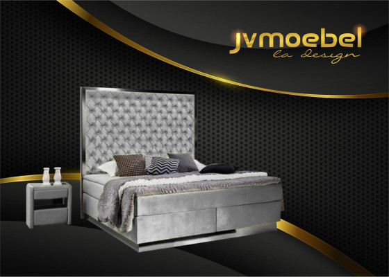 Cama tapizada modelo Boxspring de tela muebles camas cama textil dormitorio diseño Chesterfield.