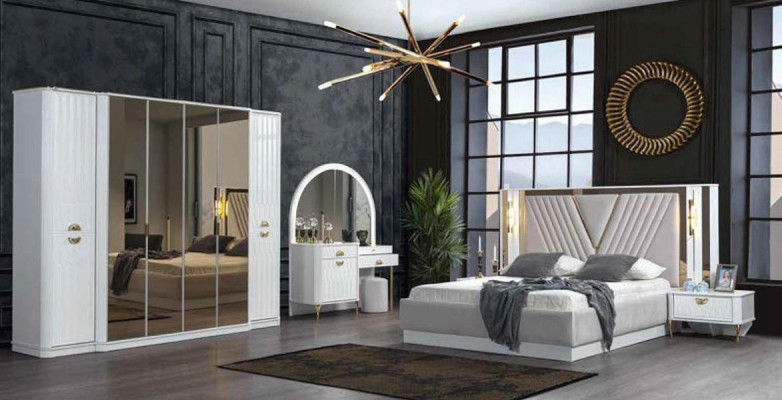 Moderno conjunto de dormitorio en precioso diseño europeo.