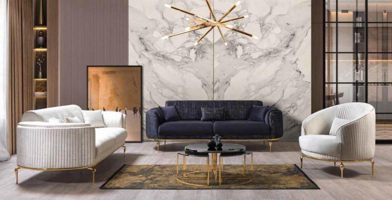 Juego de muebles de lujo conjunto de 3 + 3 + 1 asientos de sofá de madera conjunto de sofás sillón sofá