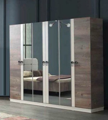 Dormitorio completo Cama Banco Tocador Armario Mesita de noche 5 piezas.