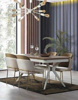 Conjunto de comedor: mesa de comedor 4 sillas, cómoda, grupo de mesa 8 piezas.