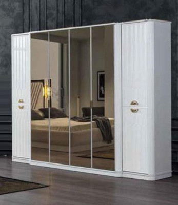 Armario con espejo, muebles de madera, armarios de Italia para dormitorio.
