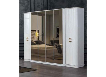 Armario con espejo, muebles de madera, armarios de Italia para dormitorio.