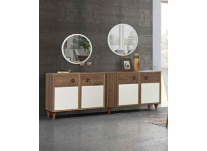 Cómoda cajones madera aparador espejo macizo sala de estar cómodas