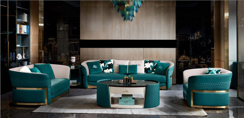 Conjunto de Sofás Chesterfield Sofá Tapizado de 3+1 Piezas Cuero Tela Textil