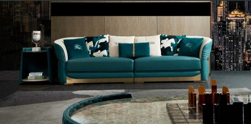 Conjunto de Sofás Chesterfield Sofá Tapizado de 3+1 Piezas Cuero Tela Textil