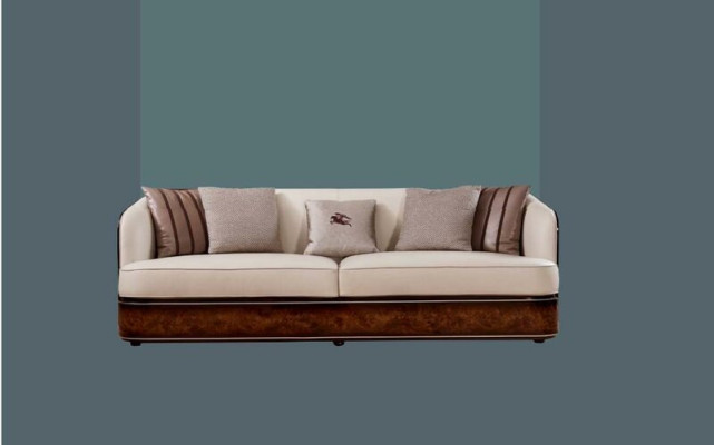 Sofá de 3 plazas Beige Sala de estar Diseño moderno Sofá de lujo Muebles de cuero Nuevo