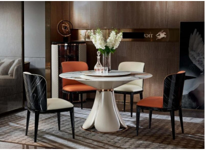 Mesa de comedor 4 sillas Redonda Conjunto de comedor de lujo Grupo de diseño Muebles de comedor de 5 piezas.