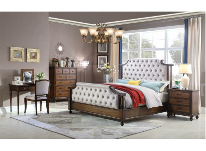 Conjunto de dormitorio de diseño de 6 piezas. Juego completo de dormitorio con cama, mesita de noche y cómoda nuevo.