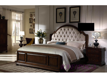 Cama Cama tapizada Lujo Dormitorio doble Madera Cuero Camas Muebles Chesterfield