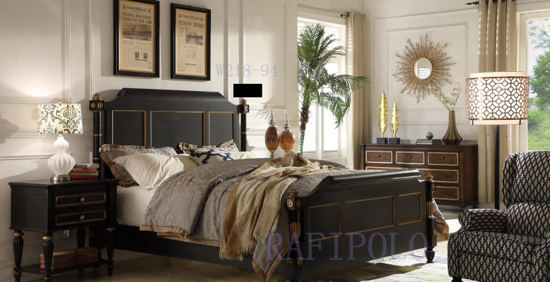 Cama de madera para dormitorio Cama de madera real Hotel 180x200 Estilo Muebles macizos Camas