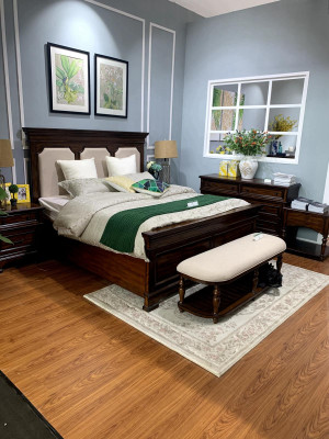 Diseño cama doble cama de cuero camas cama madera acolchada dormitorio matrimonio 180x200