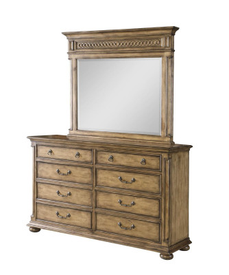 Espejo Cómoda Armario Cómodas Bufé Conjunto de dormitorio de madera Estilo moderno 2 piezas