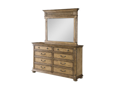 Espejo Cómoda Armario Cómodas Bufé Conjunto de dormitorio de madera Estilo moderno 2 piezas