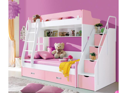Cama juvenil Cama rosa para niños litera litera madera muebles de madera nuevos