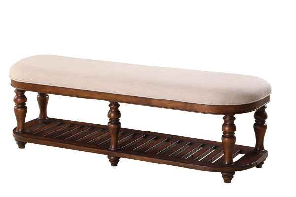 Taburete Taburete con tapizado Pie Muebles Vivienda Bancos de asiento Asiento Cuero Beige Diseño Textil