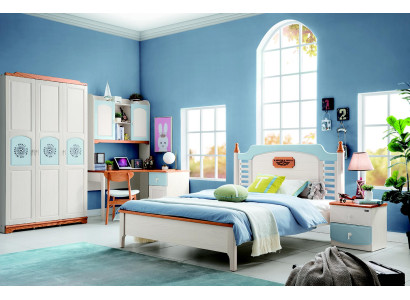 Conjunto de dormitorio de 5 piezas. Cama 2x mesita de noche Escritorio Cama infantil Muebles de madera maciza