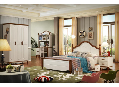 Juego completo de cama, mesita de noche, armario, muebles de dormitorio de diseño, nuevos, 5 piezas.