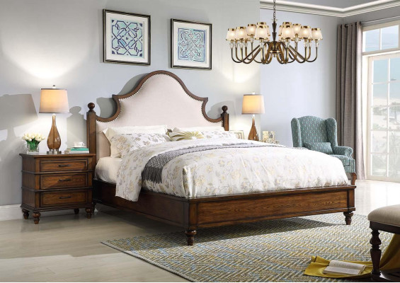 Cama 2x Mesita de noche 3 piezas Conjunto dormitorio Diseño Muebles tapizados Camas de lujo Nuevas